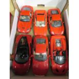 Six Burago 1:18 scale models of Ferrari's