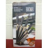 Boxed as new Taylor Eyewitness Brooklyn copper five piece knife block set