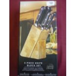 Boxed as new Taylor Eyewitness five piece knife block set