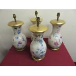 Set of four table lamps decorated with foliage on a cream ground (H46cm) (4)