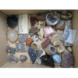 Collection of polished quartz, agate marbles and fossils specimens etc