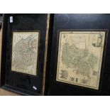 Pair of 1950s japanned style tea trays with inset maps of Hampshire and Yorkshire