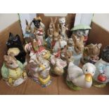 Collection of Beswick Beatrix Potter figures: Duchess, Mrs Rabbit, Appley Dapply, Pig-wig, Samuel