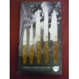 Boxed as new Taylor Eyewitness five piece kitchen knife set