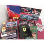Collection of books relating to Ferrari F1 teams and drivers including Schumacher, Ascari,