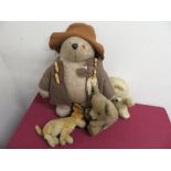 Gabrielle Designs plush model of Paddington Bear in soft brown hat and duffel coat with attached
