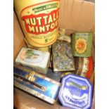 1960's "Nuttall's Mintoes" wholesalers tin and a collection of other sweet and biscuit tins