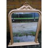 Gilt framed overmantle mirror H90cm W 108cm