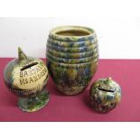 Scottish pottery spongeware decorated globular money box impressed Barbara McAndrew H18cm, a similar