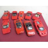 Nine various 1:18 scale diecast model Ferrari sports cars incl. Maisto, Jouef etc (9)
