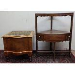 Victorian mahogany step commode stool and 19th C mahogany two tier corner wash stand (2)