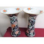 A pair of Japanese Imari pattern flared rim vases with signature panel to the base. (H47cm) (1AF)