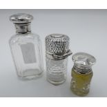 Victorian hallmarked silver screw top faceted glass scent bottle, (H9cm), London 1895, an