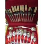 Cased Sheffield plate canteen of cutlery (six place settings)