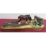 Large Border Fine Arts model 'Ploughman's Lunch ' BO090, on wooden plinth in box with original