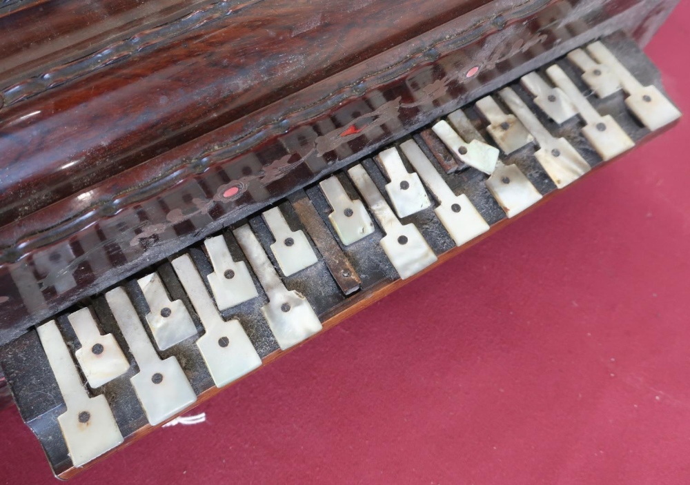 Late 19th C Concertina, with 21 Mother of Pearl keys (W36cm) - Image 2 of 3