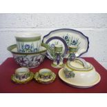 Collection of Adams studio pottery Blue Iris pattern ceramics