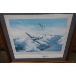 Framed and mounted print "Spitfire" by Robert Taylor, signed by the Artist (59cm x 67cm)