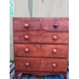 19th C mahogany chest of two short above three long drawers on bracket feet, W91cm D48cm H106cm