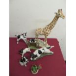 Large hand crafted and painted resin model of a standing giraffe, Border Fine Arts Action Dogs model