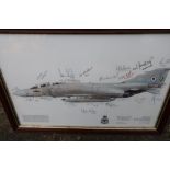 Framed print "Phantom F4J 74 Squadron ZE359'J' RAF Wattisham", by Dugald Cameron, signed by the