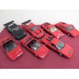 Seven Kyosho 1:18 scale model Ferrari sports cars, with four boxes (7)