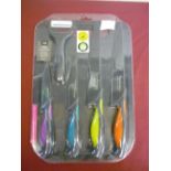 Boxed as new Professional kitchen knife and chopping board set, and a four piece cheese knife set (