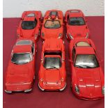 Six Hot Wheels 1:18 scale model Ferrari racing cars