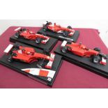 Hot Wheels 1:18 scale model Ferrari's 1200 F2000, F2001 8102/14999, F-2001 241/750, F2003-GA, all on