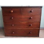 Victorian oak chest of two short above three long drawers, W110cm D53cm H92cm