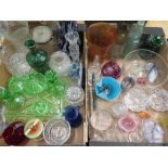 Collection of glassware including green glass deco dressing table set, studio glassware, Murano