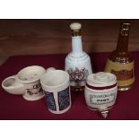 Seven Bells Whisky decanters, four Wade commemorative whisky decanters and three shaving mugs