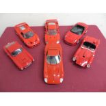 Four Burago 1:18 scale model Ferrari sports cars, another Guiloy, and a Universal Hobbies (6)