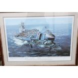 Framed and mounted limited edition print "HMS Ark Royal" by Phillip E West Signed by the Artist,