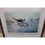 Framed print "Typhoon Attack" by Robert Taylor, signed by the artist (54cm x 64cm)