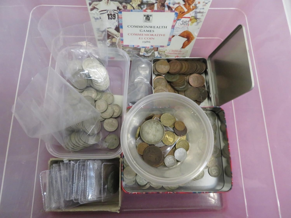 Collection of pre-decimal coinage, few Foreign coins and a 1986 Commonwealth Games £2.00