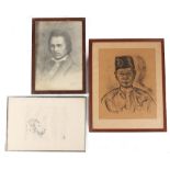 Property of a gentleman - three assorted framed pictures including Les Biggs - 'LION' - etching,
