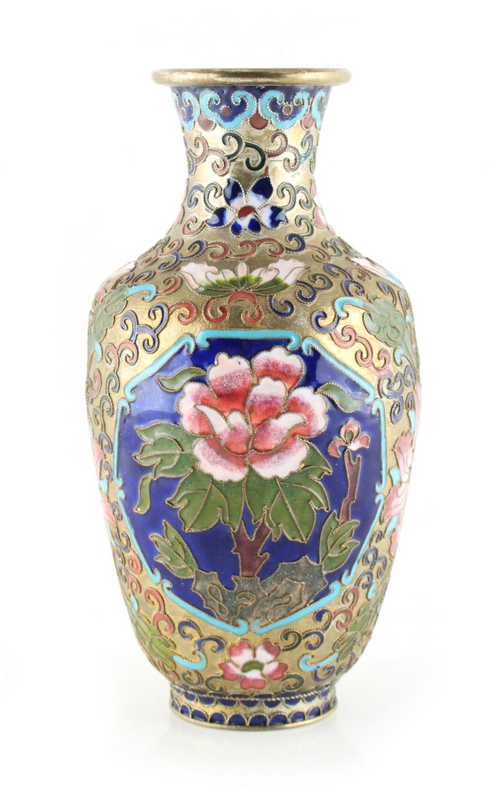 Property of a gentleman - a Chinese plique a jour champleve vase, 8.1ins. (20.6cms.) high.