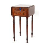 Property of a gentleman - an early 19th century mahogany sewing or work table, with two end drawers,