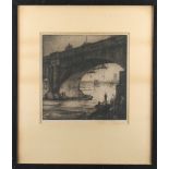 Property of a lady - Nathaniel Sparks (1880-1957) - WATERLOO BRIDGE, LONDON - etching, 10.7ins. (