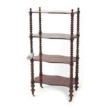 Property of a gentleman - a Victorian mahogany four-tier whatnot with bobbin turned supports, one