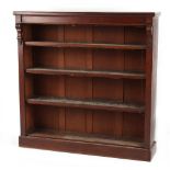 Property of a gentleman - a late Victorian mahogany open bookcase, 47.75ins. (121cms.) wide.