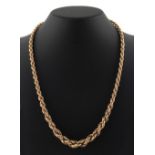 Property of a lady - a 9ct yellow gold graduated rope necklace, 20.25ins. (51.5cms.) long,