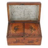 Property of a lady - a 19th century Sorrento ware marquetry two-section tea caddy, with marquetry