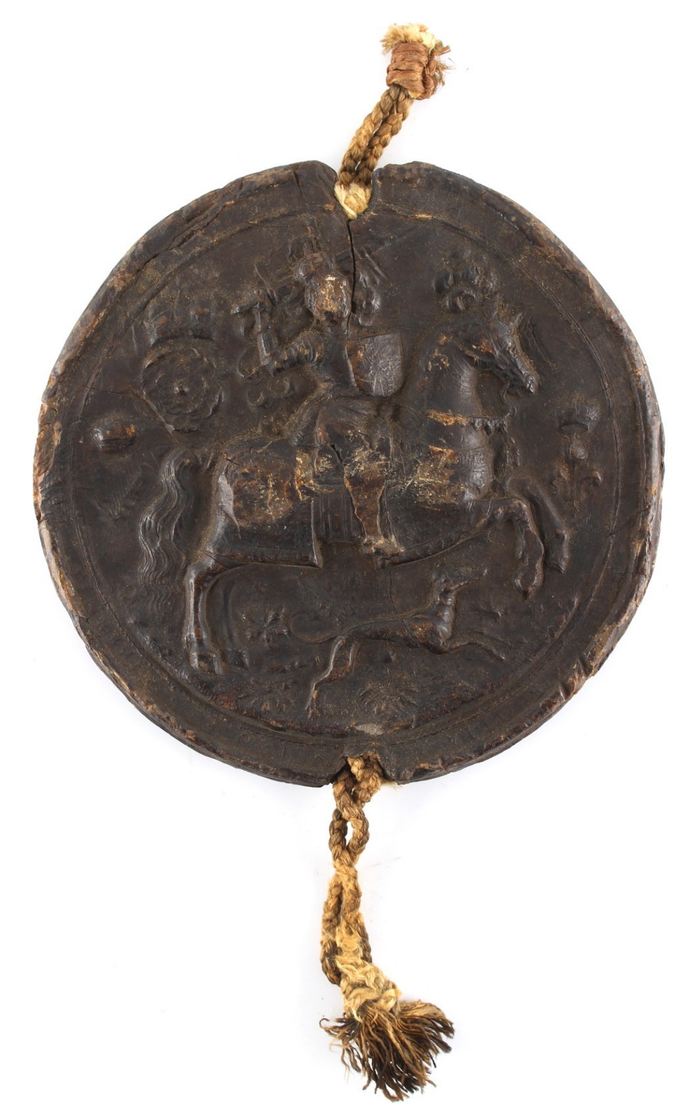 Property of a lady - a wax Great Seal of King James I and VI (1567-1625), 6ins. (15.2cms.) diameter, - Image 2 of 2