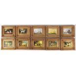 Property of a gentleman - a group of ten reproduction pictures of dogs, farm animals & naval scenes,