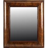 Property of a gentleman - an early 18th century walnut rectangular cushion framed wall mirror, 27 by