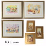 Property of a gentleman - six framed & glazed pictures including three watercolours by Alfred Champ
