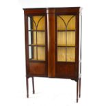 Property of a lady - an Edwardian two-door china display cabinet, with painted decoration, 41.75ins.