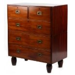 Property of a gentleman- a late 19th century mahogany two-part military or campaign chest of